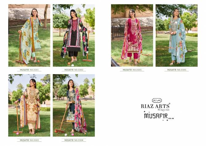 Musafir Vol 8 By Riaz Arts Digital Printed Karachi Cotton Dress Material Wholesale Online
